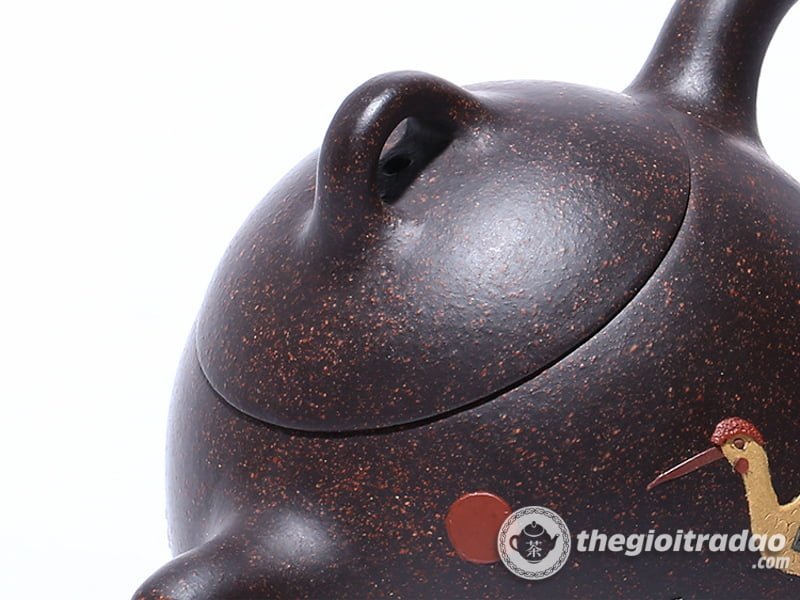 Ấm Tử Sa Tần Quyền Tùng Hạc Hắc Kim Sa 300ml 21 Am tu sa tan quyen tien hac-1014106016-15