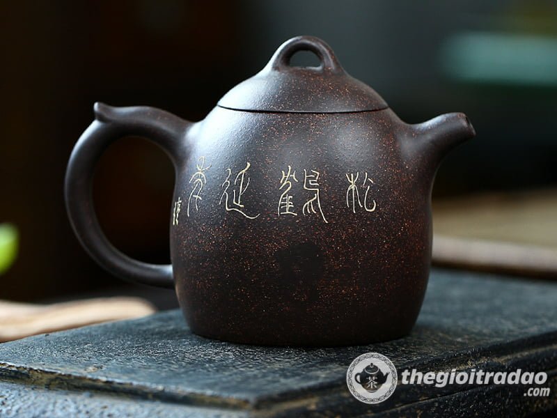 Ấm Tử Sa Tần Quyền Tùng Hạc Hắc Kim Sa 300ml 11 Am tu sa tan quyen tien hac-1014106016-4