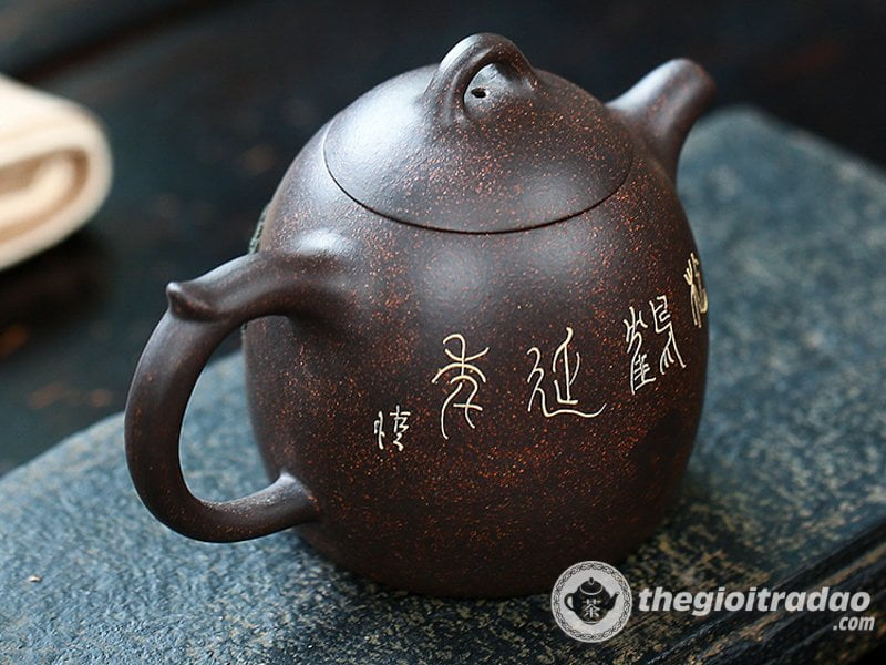 Ấm Tử Sa Tần Quyền Tùng Hạc Hắc Kim Sa 300ml 14 Am tu sa tan quyen tien hac-1014106016-7