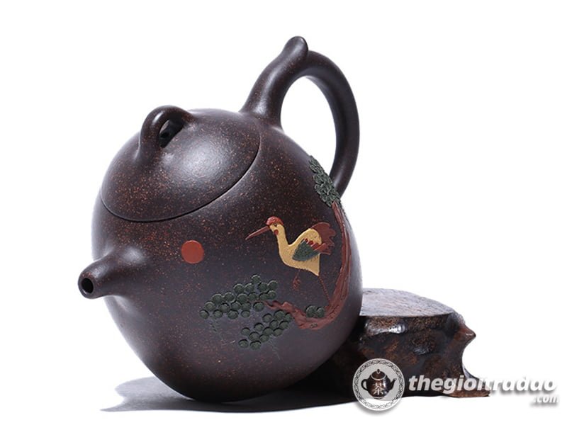 Ấm Tử Sa Tần Quyền Tùng Hạc Hắc Kim Sa 300ml 16 Am tu sa tan quyen tien hac-1014106016-9