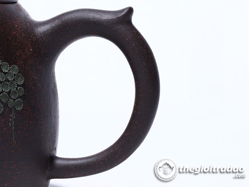 Ấm Tử Sa Tần Quyền Tùng Hạc Hắc Kim Sa 300ml 22 Am tu sa tan quyen tien hac--3