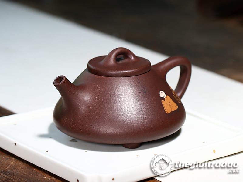 Ấm Tử Sa Thạch Biều Tri Túc Lão Tử Nê 210ml 12 am tu sa thach bieu tri tuc thuong nhac tu ne-1014106016-7