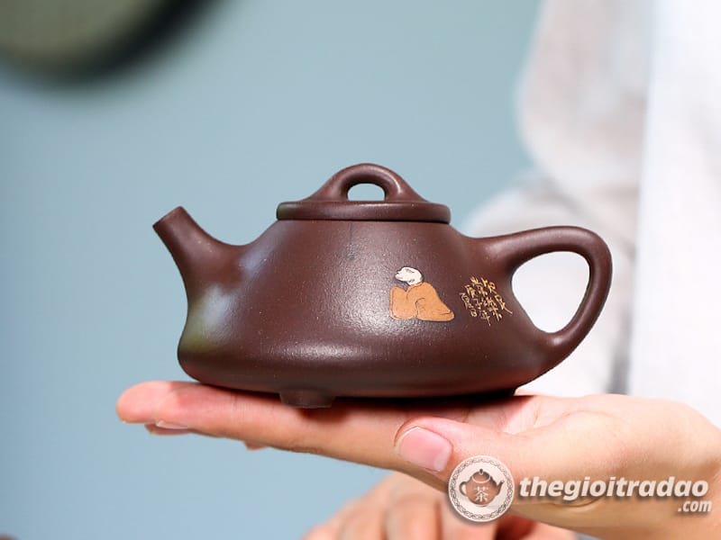 Ấm Tử Sa Thạch Biều Tri Túc Lão Tử Nê 210ml 14 am tu sa thach bieu tri tuc thuong nhac tu ne-1014106016-9