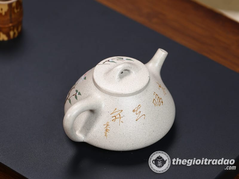 Ấm Tử Sa Thạch Biều Hoa Mẫu Đơn Bạch Ngọc Đoạn 250ml 10 am tu sa thach bieu hoa mau don bach ngoc doan 250ml--3