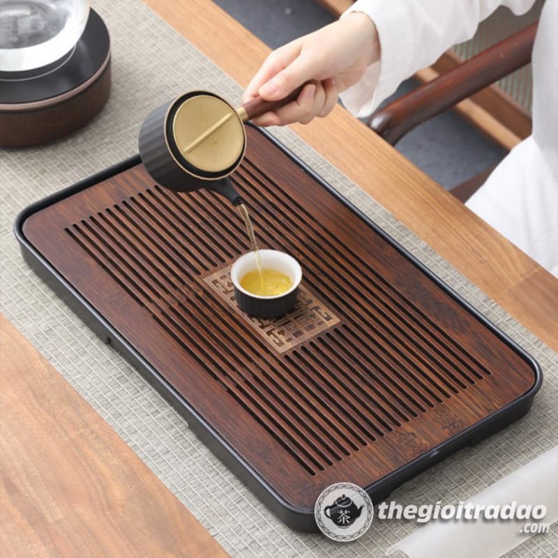 Khay Trà Tre Đáy Nhựa Siêu Bền, Có Khoang Chứa Nước 36x23cm 16 khay tra tre day nhua sieu ben kich thuoc 43x26cm 6