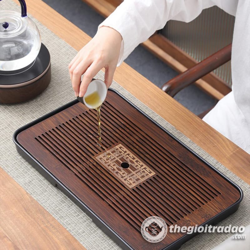 Khay Trà Tre Đáy Nhựa Siêu Bền, Có Khoang Chứa Nước 36x23cm 17 khay tra tre day nhua sieu ben kich thuoc 43x26cm 7