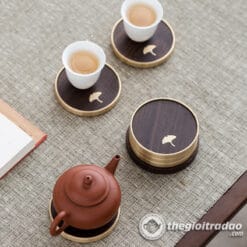 Bộ Lót Chén Trà, Ly Trà Tử Sa Họa Tiết Cá Bằng Gỗ Bọc Đồng 7 bo lot chen tra, ly tra tu sa bang go boc dong cao cap-247012218-4
