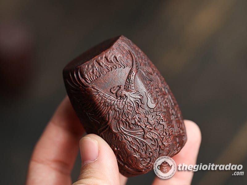 Gác Nắp Ấm Trà Tử Sa, Đế Kê Nắp Ấm Trà Khắc Họa Tiết Rồng Phượng 15 gac nap am tra tu sa, de ke nap am khac hoa tiet rong--10