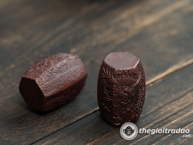 Gác Nắp Ấm Trà Tử Sa, Đế Kê Nắp Ấm Trà Khắc Họa Tiết Rồng Phượng 10 gac nap am tra tu sa, de ke nap am khac hoa tiet rong--7