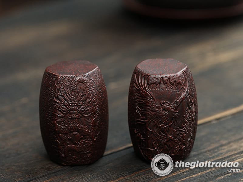 Gác Nắp Ấm Trà Tử Sa, Đế Kê Nắp Ấm Trà Khắc Họa Tiết Rồng Phượng 13 gac nap am tra tu sa, de ke nap am khac hoa tiet rong--8