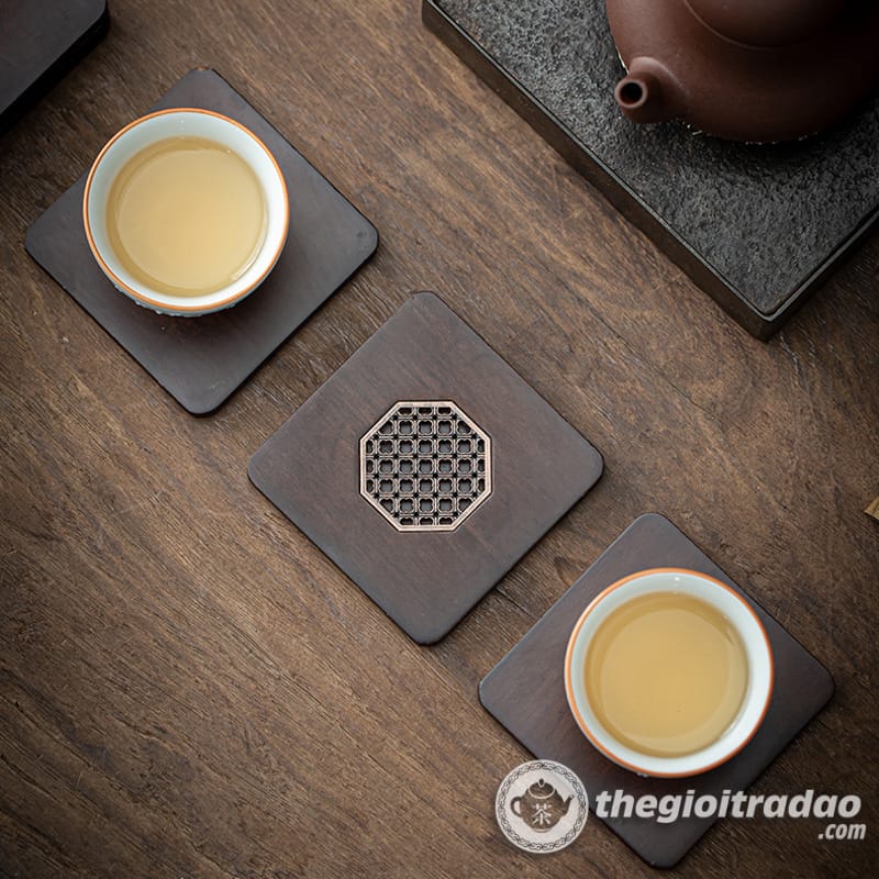 Miếng Lót Chén Trà, Ly Trà Ấm Tử Sa Chất Liệu Gỗ Mun 10 mieng lot chen tra tu sa bang go mun-247012218-13