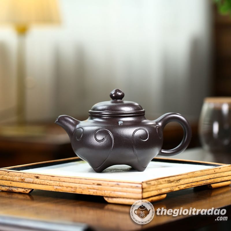 Ấm Tử Sa Xuyết Chỉ Như Ý Thạch Hoàng 300ml 8 am tu sa xuyet chi nhu y thach hoang 300ml--5