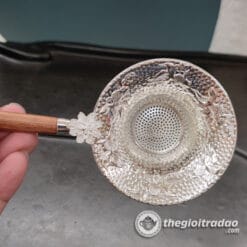 Dụng Cụ Lọc Trà, Lược Trà Bạc Tay Cầm Cán Gỗ 5 dung cu loc tra, luoc tra bang bac tay cam can go --3