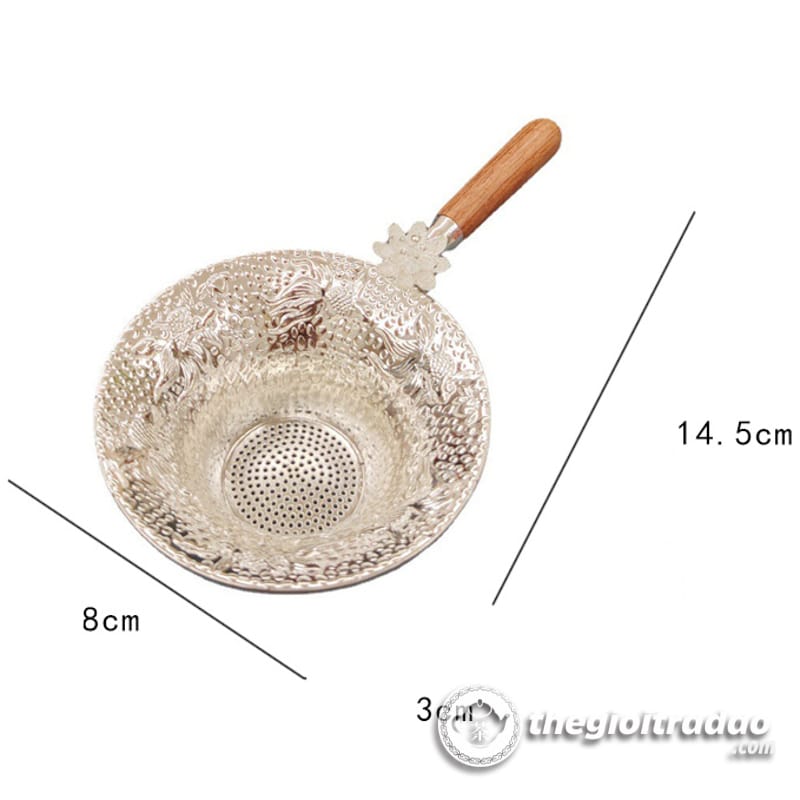 Dụng Cụ Lọc Trà, Lược Trà Bạc Tay Cầm Cán Gỗ 15 dung cu loc tra, luoc tra bang bac tay cam can go --7