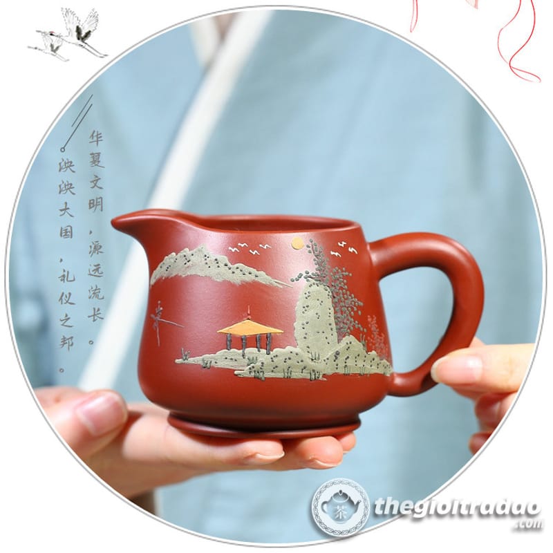 Chén Tống Tử Sa Khắc Sơn Cảnh Đại Hồng Bào 240ml 12 Chen tong tu sa khac son canh dai hong bao 240ml--6