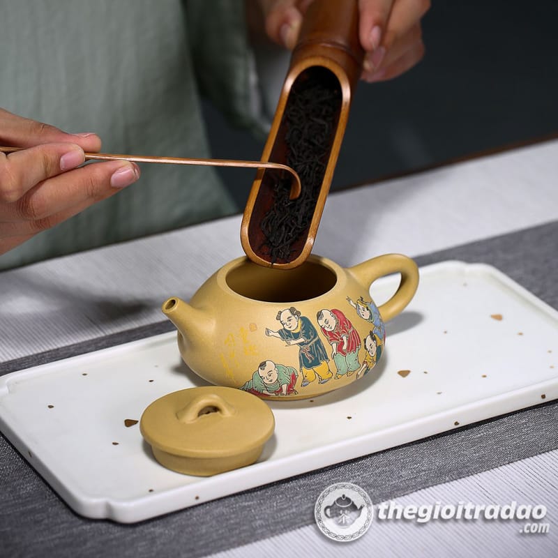 Ấm Tử Sa Thạch Biều Cảnh Chu Đoạn Nê 200ml 18 am tu sa thach bieu dong thu hoang kim doan ne 200ml-665618410-13