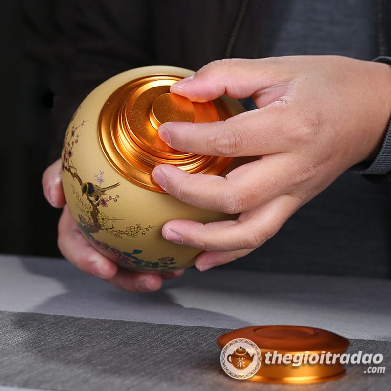 Hũ, Bình Đựng Trà Gốm Tử Sa Nghi Hưng Nắp Đồng 13 Hu dung tra tu sa nghi hung cao cap nap dong--17