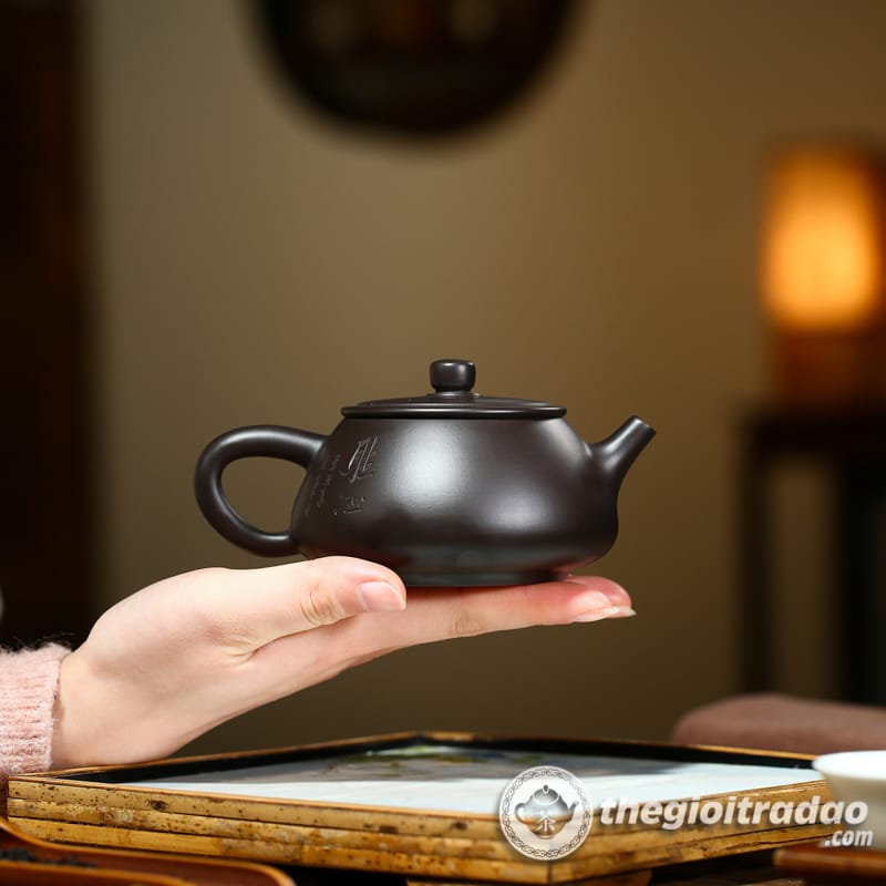 Ấm Tử Sa Thạch Biều Khổng Tước Hắc Chu Nê 220ml 15 am tu sa thach bieu khong tuoc hac chu ne 220ml--10