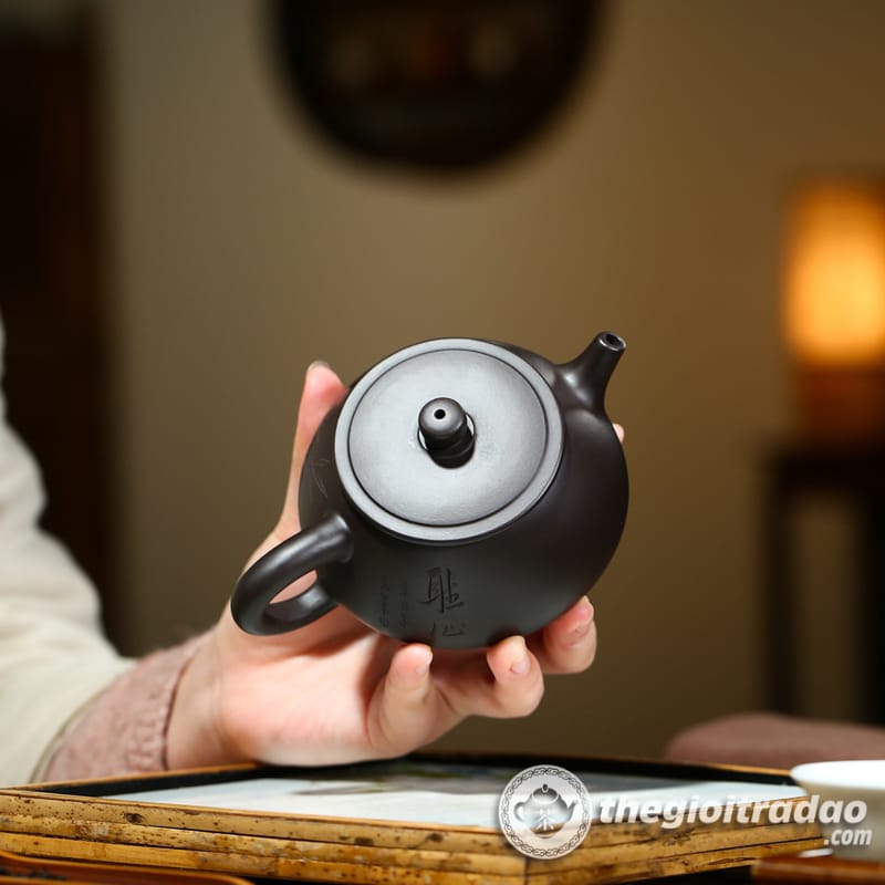 Ấm Tử Sa Thạch Biều Khổng Tước Hắc Chu Nê 220ml 16 am tu sa thach bieu khong tuoc hac chu ne 220ml--11