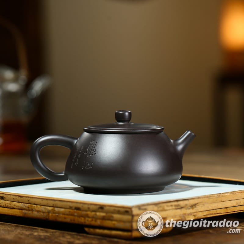 Ấm Tử Sa Thạch Biều Khổng Tước Hắc Chu Nê 220ml 11 am tu sa thach bieu khong tuoc hac chu ne 220ml--6