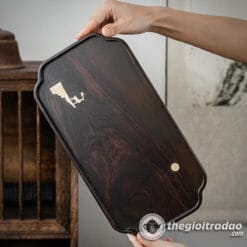 Khay Trà Gỗ Trắc Hoa Văn Đồng Cao Cấp 7 khay tra go mun hoa van dong cao cap--3