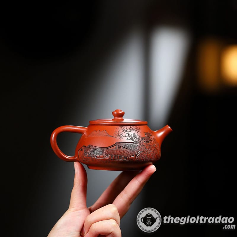 Ấm Tử Sa Thạch Biều Khắc Hội Đại Hồng Bào 230ml 14 am tu sa thach bieu khac hoi dai hong bao 230ml--9