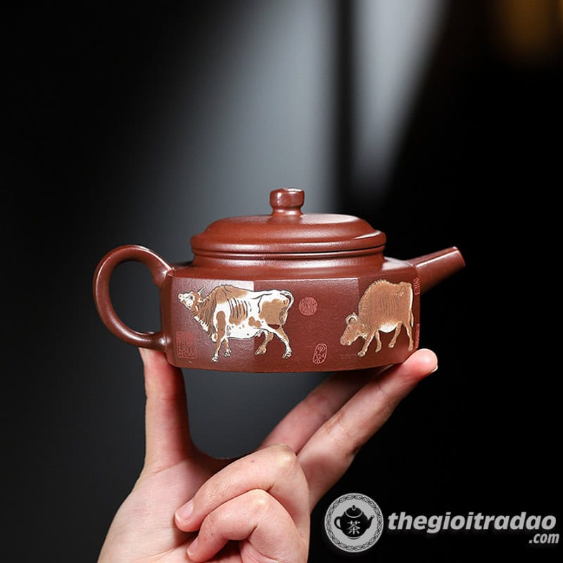 Ấm Tử Sa Đức Chung Bát Phương Ngũ Ngưu Tử Nê 220ml 16 am tu sa duc chung bat phuong ngu nguu tu ne 220ml--14
