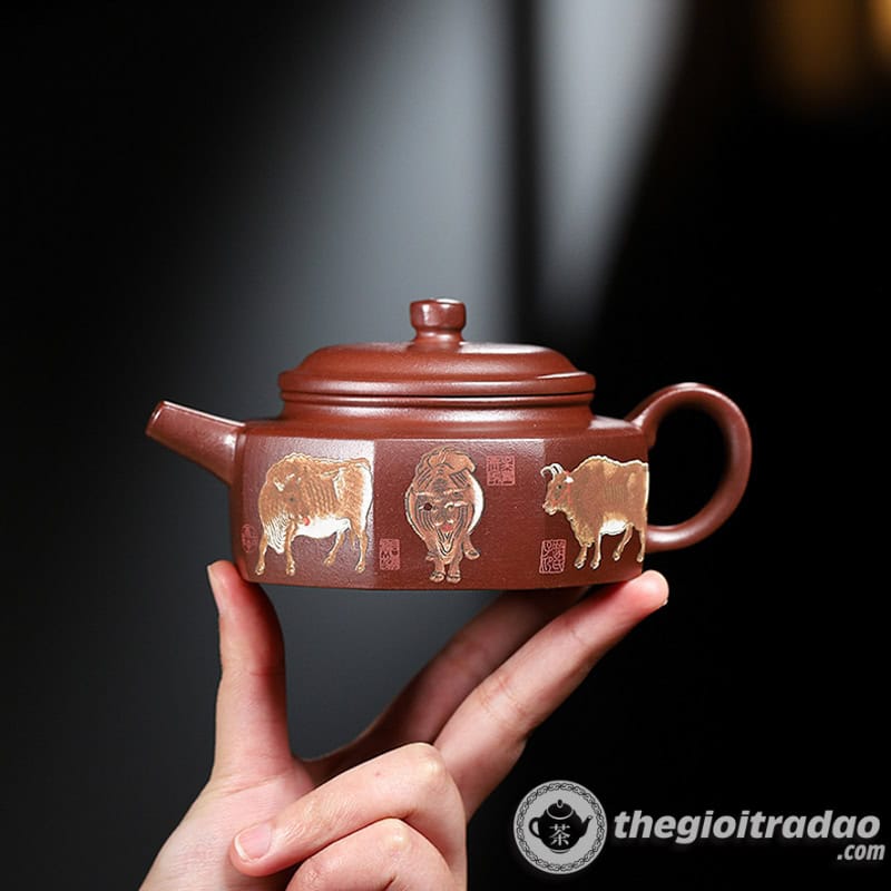 Ấm Tử Sa Đức Chung Bát Phương Ngũ Ngưu Tử Nê 220ml 17 am tu sa duc chung bat phuong ngu nguu tu ne 220ml--15