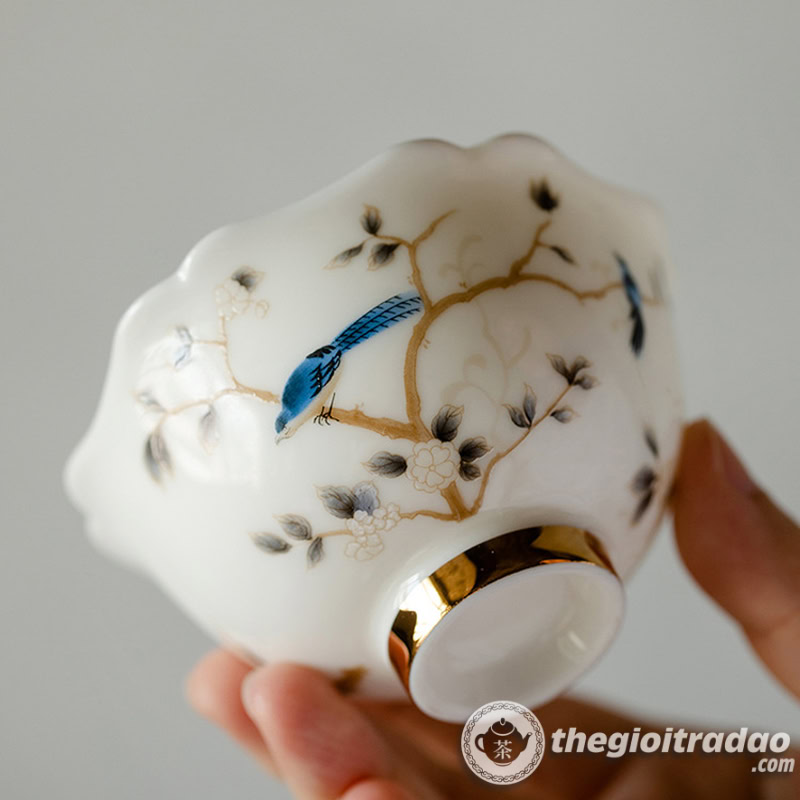 Ấm Trà Sứ Cảnh Đức Vẽ Tay Chim Hoàng Anh 170ml 15 am tra su canh duc--4