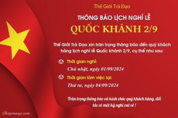 THÔNG BÁO NGHỈ LỄ QUỐC KHÁNH 2/9