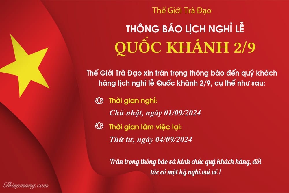 Thông Báo Nghỉ Lễ Quốc Khánh 2/9/2024 1 THÔNG BÁO NGHỈ LỄ QUỐC KHÁNH 2/9