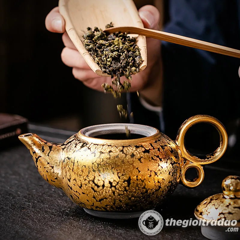 Ấm Trà Thiên Mục Vàng 24K Song Hoàn Du Trích 250ml 9 am tra thien muc vang 24k song hoan du trich 250ml--7