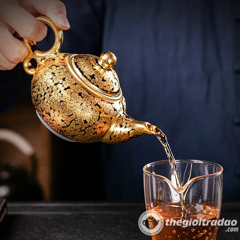 Ấm Trà Thiên Mục Vàng 24K Song Hoàn Du Trích 250ml 11 am tra thien muc vang 24k song hoan du trich 250ml--8