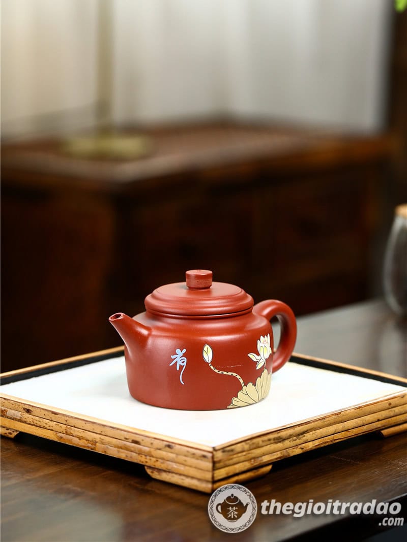 Ấm Tử Sa Đức Chung Hoa Sen Đại Hồng Bào 200ml 12 am tu sa duc chung hoa sen dai hong bao 200ml2024--10