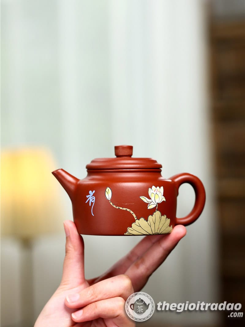 Ấm Tử Sa Đức Chung Hoa Sen Đại Hồng Bào 200ml 14 am tu sa duc chung hoa sen dai hong bao 200ml2024--12