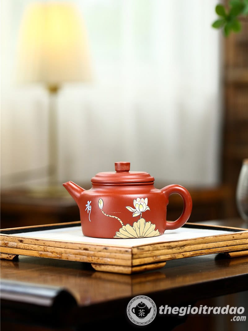 Ấm Tử Sa Đức Chung Hoa Sen Đại Hồng Bào 200ml 10 am tu sa duc chung hoa sen dai hong bao 200ml2024--6