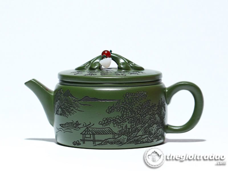 Ấm Tử Sa Hán Ngõa Khắc Sơn Cảnh Lục Nê 240ml 24 am tu sa han ngoa khac son canh luc ne 240ml2024--21