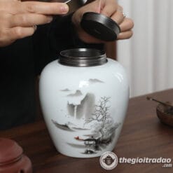 Hũ, Bình Đựng Trà Gốm Sứ Cảnh Đức Vẽ Sơn Thủy 6 binh dung tra gom su canh duc ve son thuy2024--15