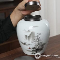 Hũ, Bình Đựng Trà Gốm Sứ Cảnh Đức Vẽ Sơn Thủy 7 binh dung tra gom su canh duc ve son thuy2024--16