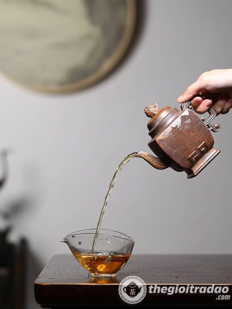 Ấm Tử Sa Tứ Phương Đoạn Nê Nung Củi 380ml 15 am tu sa tu phuong doan ne nung cui 380ml-15