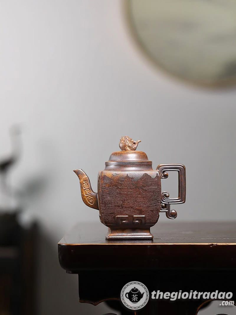 Ấm Tử Sa Tứ Phương Đoạn Nê Nung Củi 380ml 8 am tu sa tu phuong doan ne nung cui 380ml-5