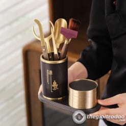 Bộ Dụng Cụ Pha Trà Kèm Lót Chén Bọc Đồng Cao Cấp 6 bo dung cu pha tra kem lot chen boc dong cao cap-3