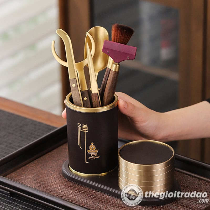 Bộ Dụng Cụ Pha Trà Kèm Lót Chén Bọc Đồng Cao Cấp 10 bo dung cu pha tra kem lot chen boc dong cao cap-7