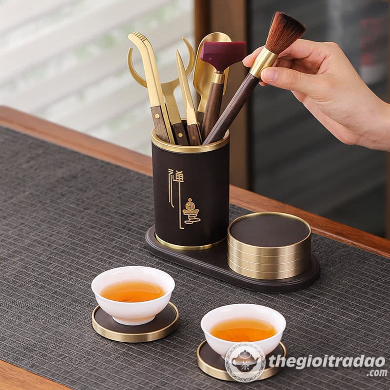 Bộ Dụng Cụ Pha Trà Kèm Lót Chén Bọc Đồng Cao Cấp 11 bo dung cu pha tra kem lot chen boc dong cao cap-8