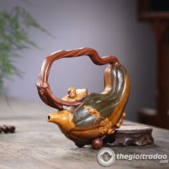 Ấm Tử Sa Quả Bí Ngô Đề Lương Hồng Nê 350ml 7 am tu sa nam qua de duong hong ne 350ml-14