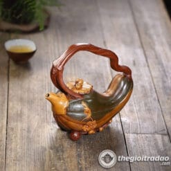 Ấm Tử Sa Quả Bí Ngô Đề Lương Hồng Nê 350ml 8 am tu sa nam qua de duong hong ne 350ml-3