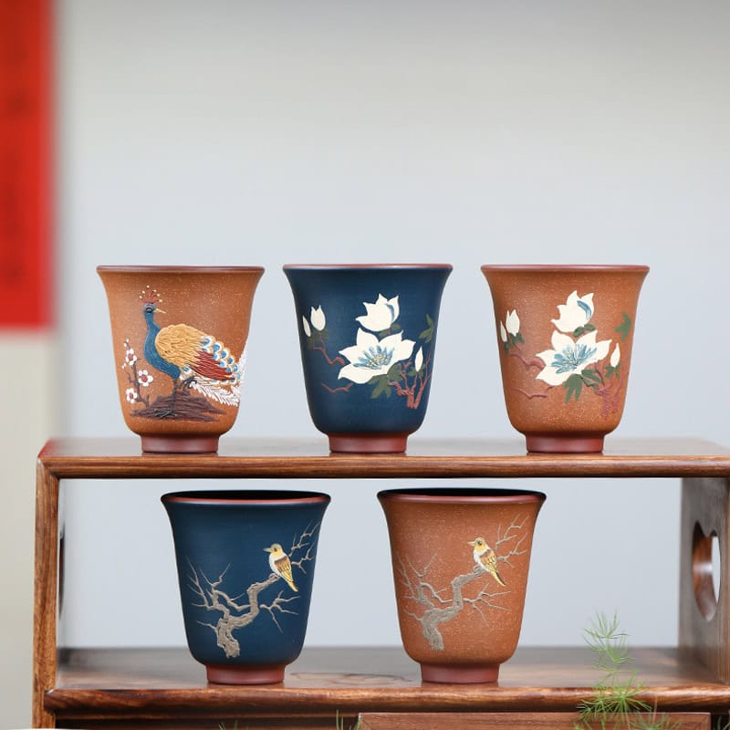 Chén Uống Trà Tử Sa, Vẽ Tay Họa Tiết Thủ Công 160ml 21 chen uong tra tu sa, ve tay hoa tiet thu cong 160ml-22