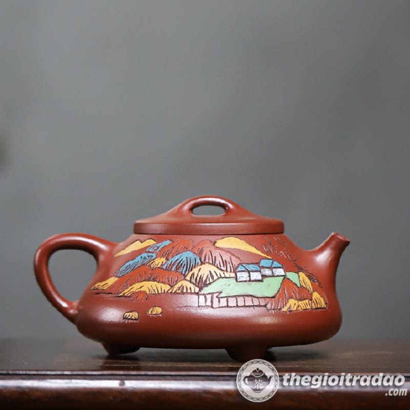 Ấm Tử Sa Thạch Biều Sơn Cảnh Đại Hồng Bào 200ml 2 am tu sa thach bieu son canh dai hong bao 200ml-2