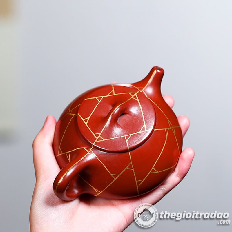 Ấm Tử Sa Thạch Biều Vẽ Vàng Đại Hồng Bào 200ml 17 am tu sa thach bieu ve vang dai hong bao 200ml-12