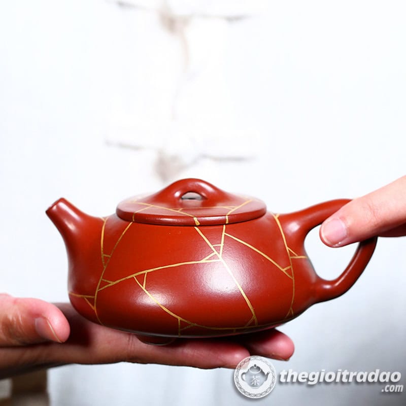 Ấm Tử Sa Thạch Biều Vẽ Vàng Đại Hồng Bào 200ml 16 am tu sa thach bieu ve vang dai hong bao 200ml-13